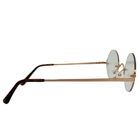 6020 | Gold Small Rimless Lens Clear Lens Glasses - Picture 3 of 5